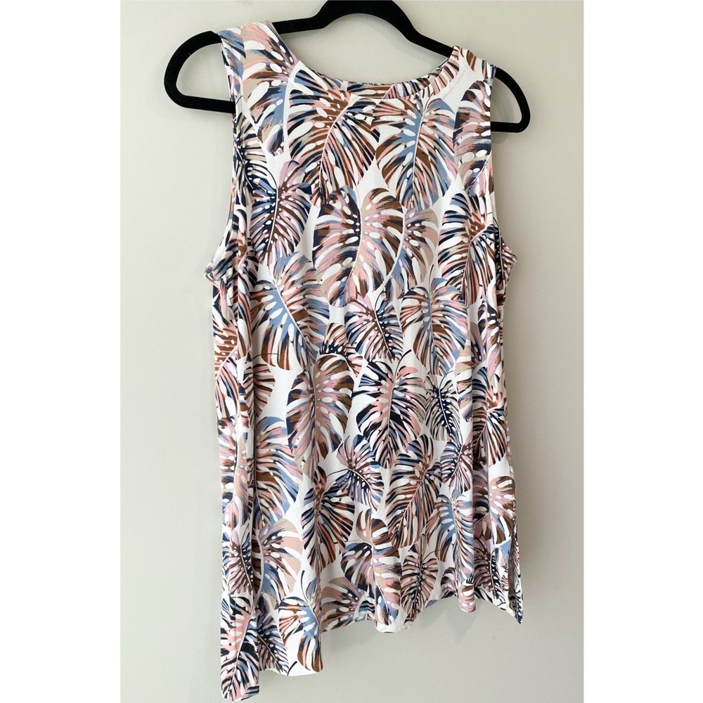 J Jill Wearever Palm Print Layering Tank Top M Sleeveless Stretchy‎ Summer Beach - Picture 2 of 7